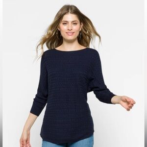 NWT MARKET & SPRUCE
Reviera Cable Knit Dolman Sweater in  navy